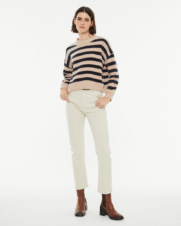 System Action Jersey Velour Rayas Cuello Redondo