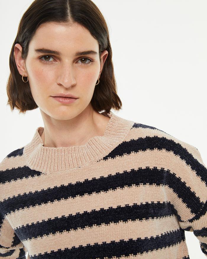 System Action Jersey Velour Rayas Cuello Redondo