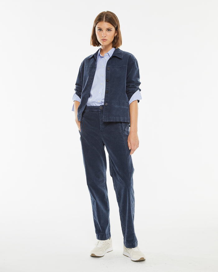 system action Pantalón de pana efecto denim lavado