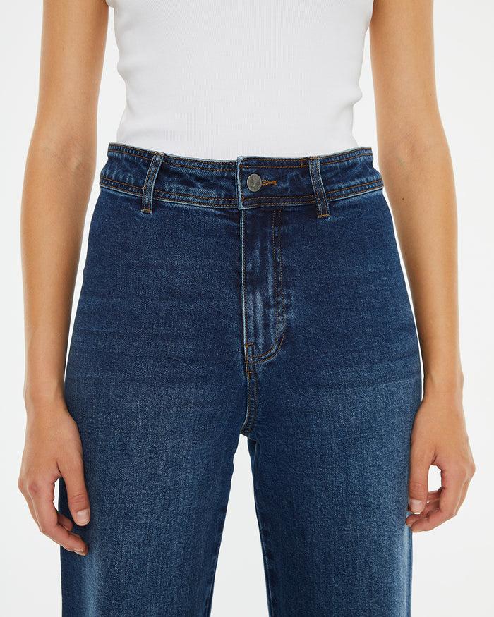 System Action Pantalón Denim Wide Leg De Tiro Alto