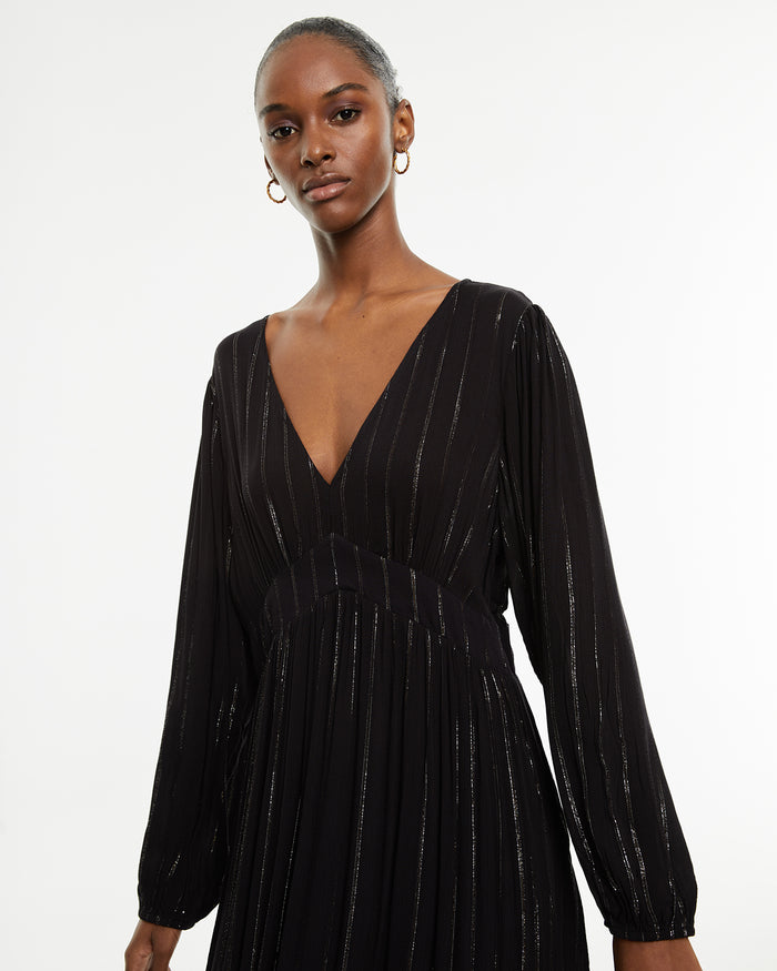 System Action Vestido Largo Detalles De Lúrex