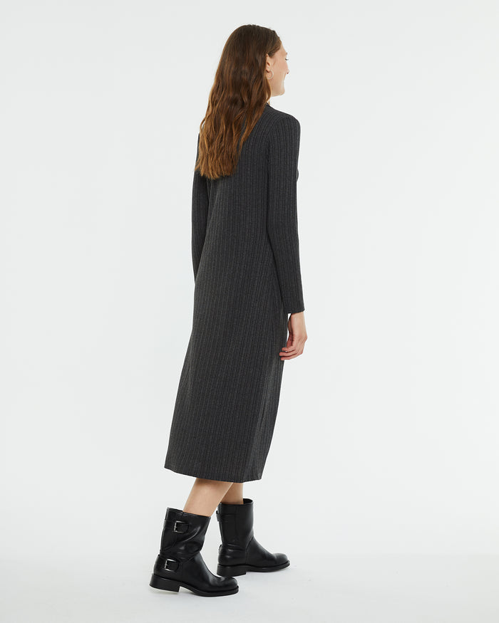 System Action Vestido Midi De Canalé Cuello Polo