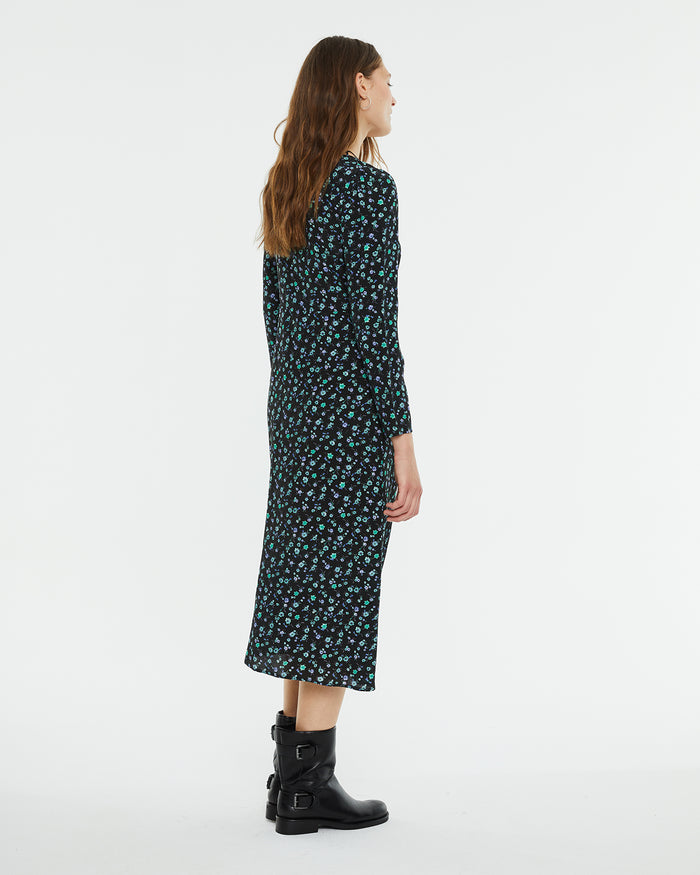 System Action Vestido Midi Estampado Floral