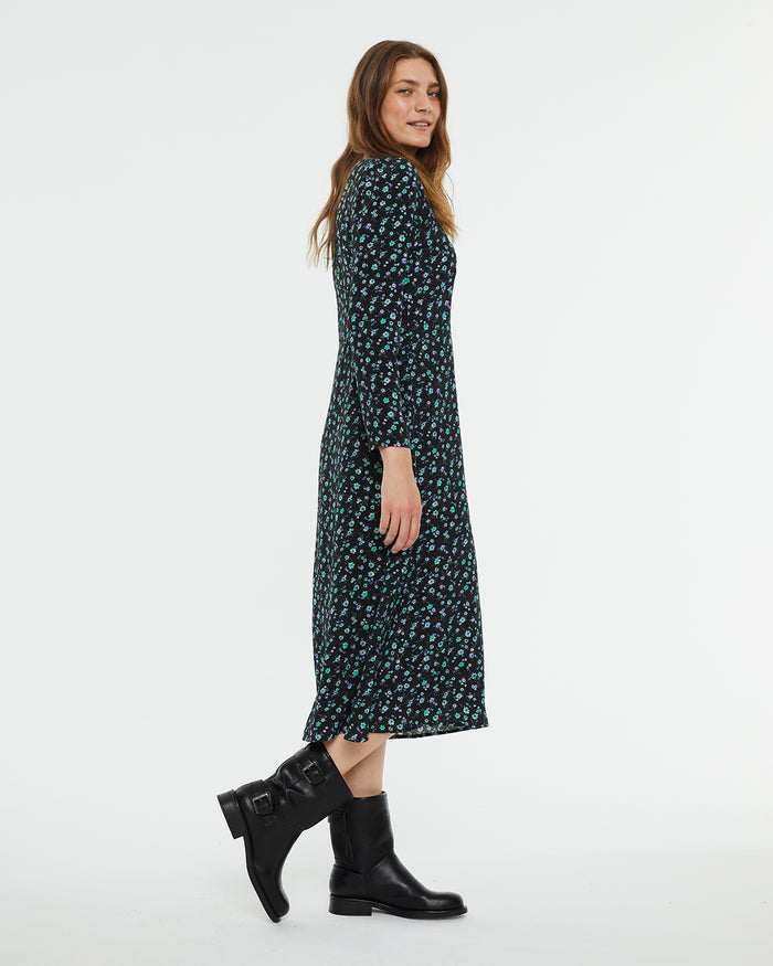 System Action Vestido Midi Estampado Floral