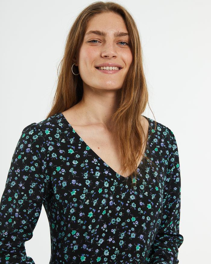 System Action Vestido Midi Estampado Floral