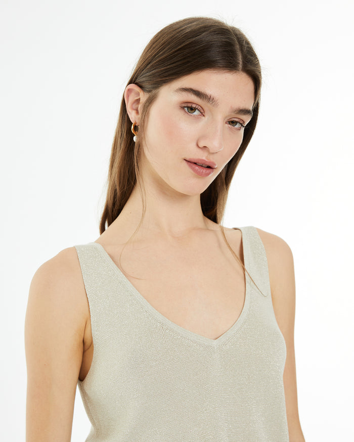 System Action Top Ajustado De Punto Con Lúrex Y Brillo