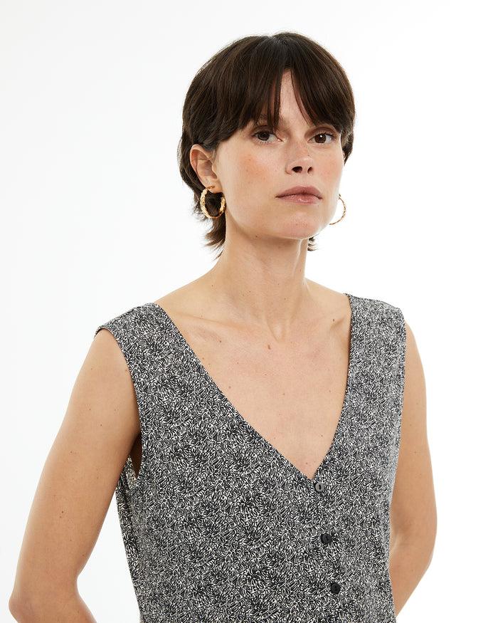 System Action Top Estampado Bicolor Con Cierre De Botones