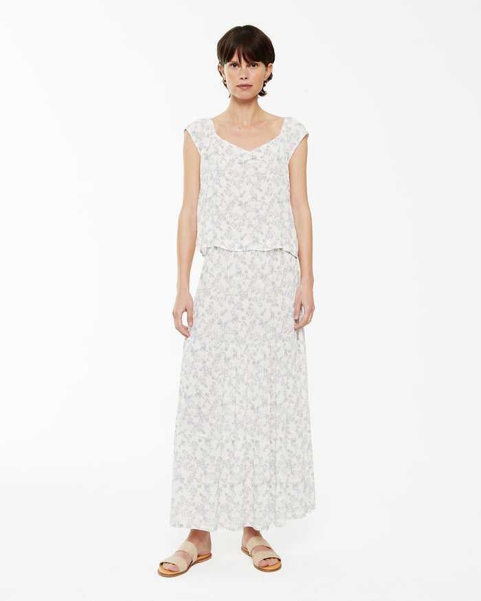 System Action Top Estampado Floral Con Frunce En Escote