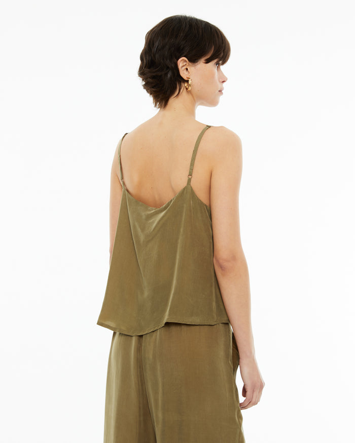 System Action Top Fluido De Cupro Con Escote Cuadrado