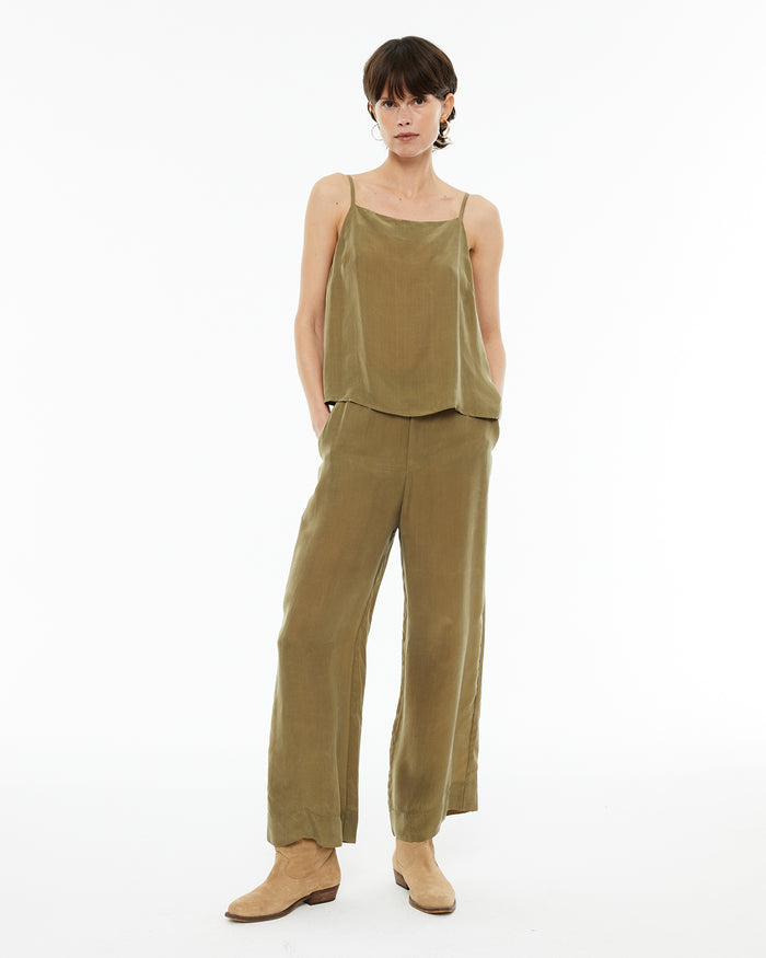 System Action Top Fluido De Cupro Con Escote Cuadrado