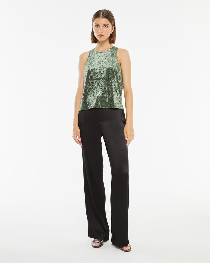 System Action Top Velvet Cuello Halter Cierre Lágrima