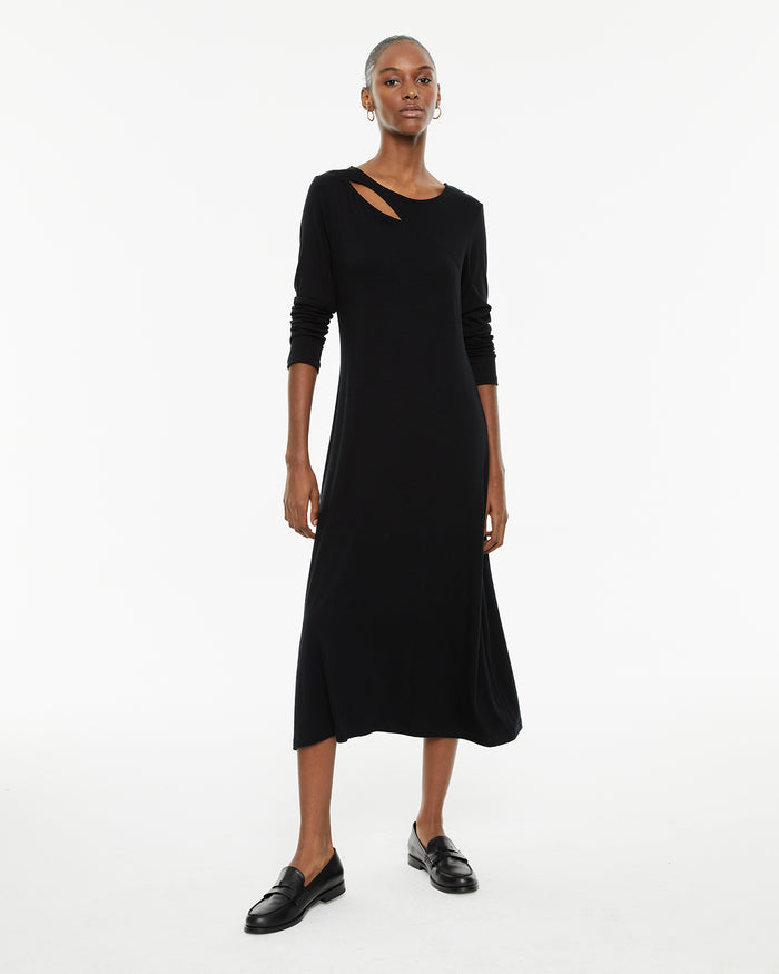 system action Vestido ajustado midi detalle cut out escote