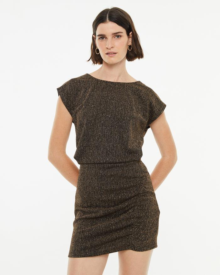 System Action Vestido Corto Hombros Caídos Y Espalda Cruzada