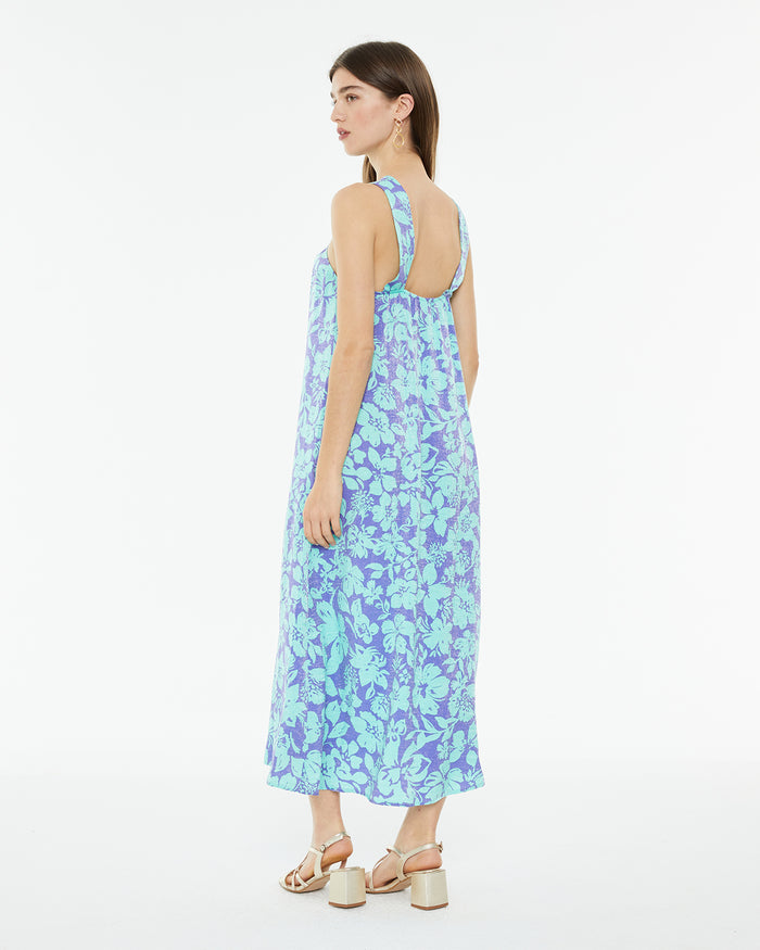 system Action Vestido Largo De Fiesta Estampado Floral Grande