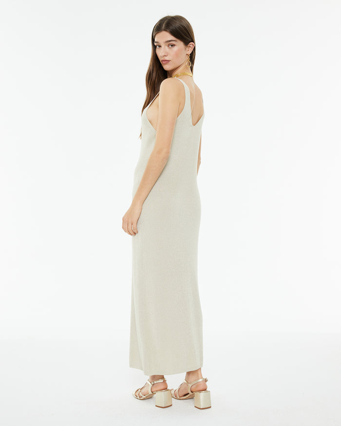 System Action Vestido Largo De Punto Con Lúrex Ajustado En Cintura