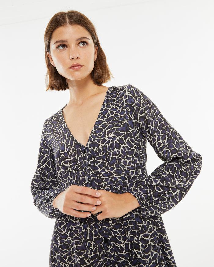 System Action Vestido Largo Estampado Con Goma En Puños