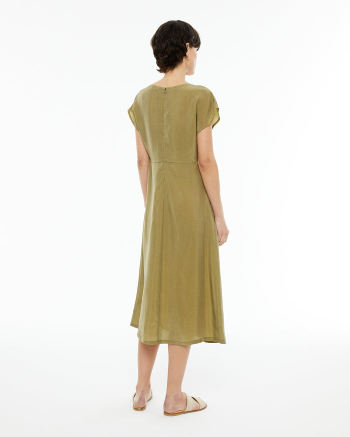 System Action Vestido Midi De Cupro Con Cuello Pico