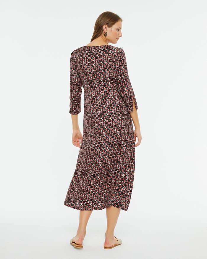 System Action Vestido Midi De Manga Francesa Con Estampado Geométrico