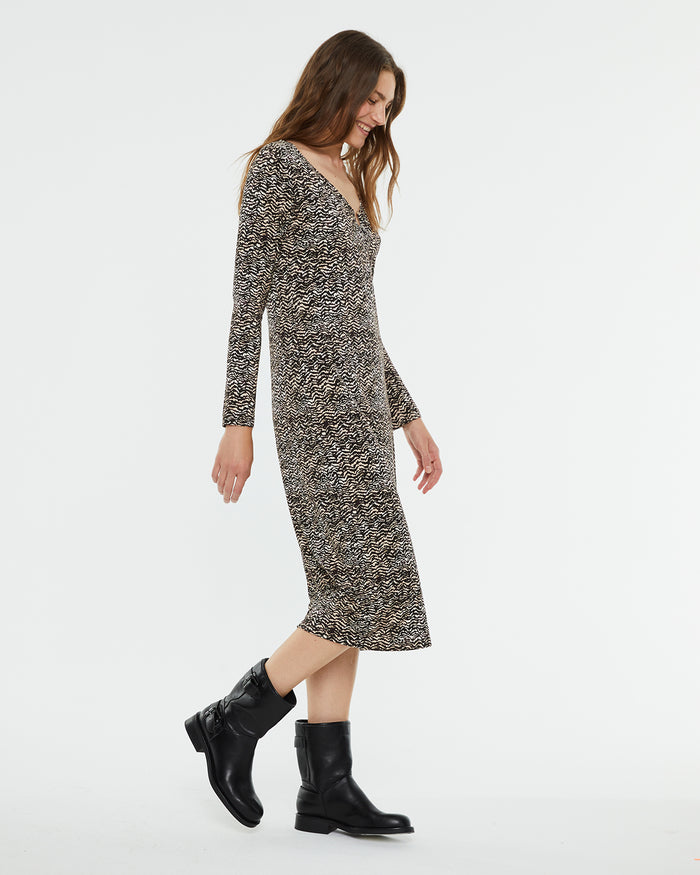 System Action Vestido Midi Estampado Con Anilla En El Escote