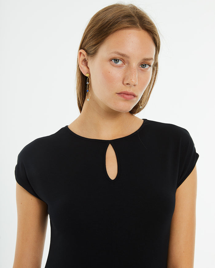 System Action Vestido Midi Manga Corta Detalle Cut Out Escote