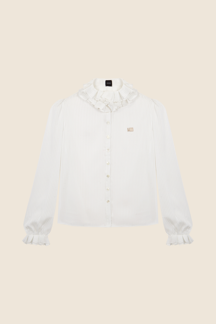 teresa helbig Camisa gasa con cuello plisado