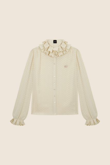 teresa helbig Camisa gasa con cuello plisado