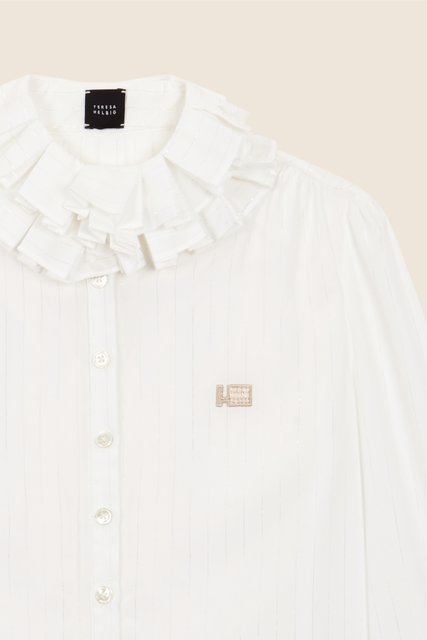 Teresa Helbig Camisa Lúrex Con Cuello Plisado
