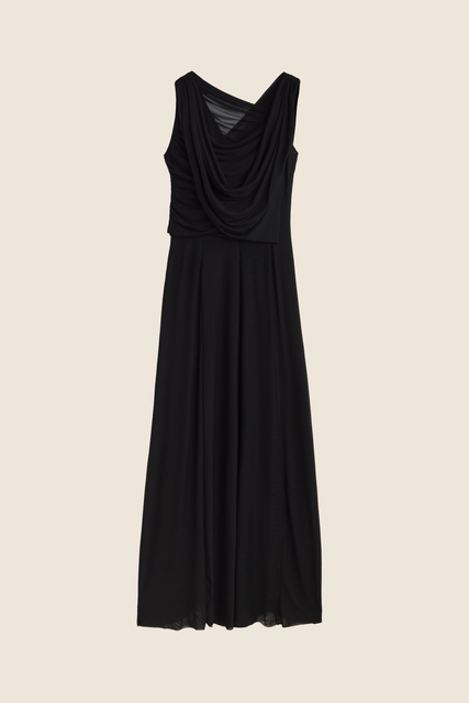 Teresa Helbig Vestido Drapeado Capucha Negro
