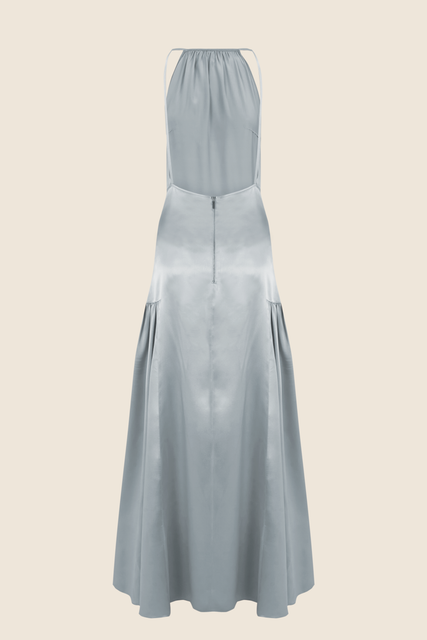 Teresa Helbig VESTIDO SEDA HALTER AZUL