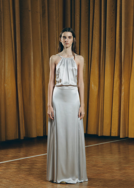 Teresa Helbig VESTIDO SEDA HALTER AZUL