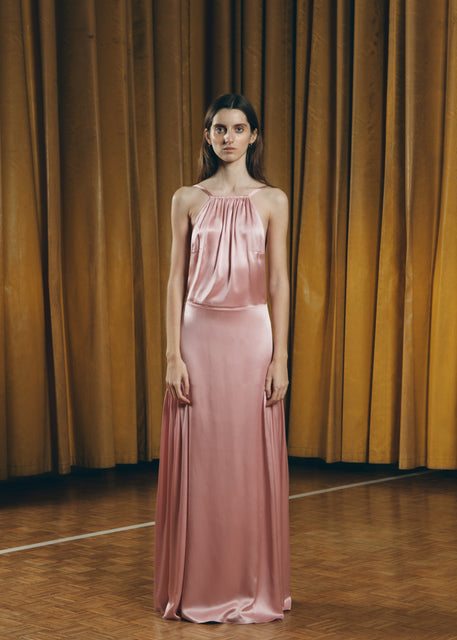 Teresa Helbig VESTIDO SEDA HALTER ROSA