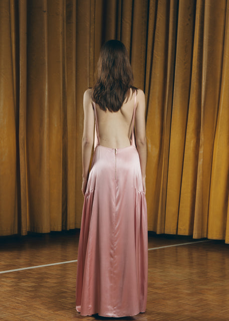 Teresa Helbig VESTIDO SEDA HALTER ROSA