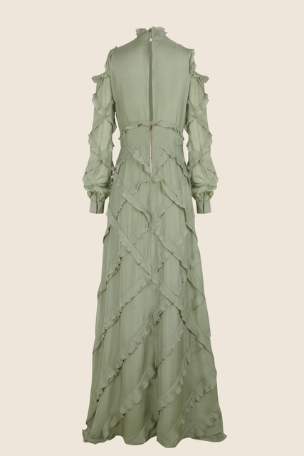 Teresa Helbig VESTIDO SEDA VOLANTES