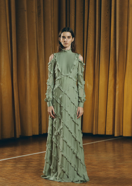 Teresa Helbig VESTIDO SEDA VOLANTES