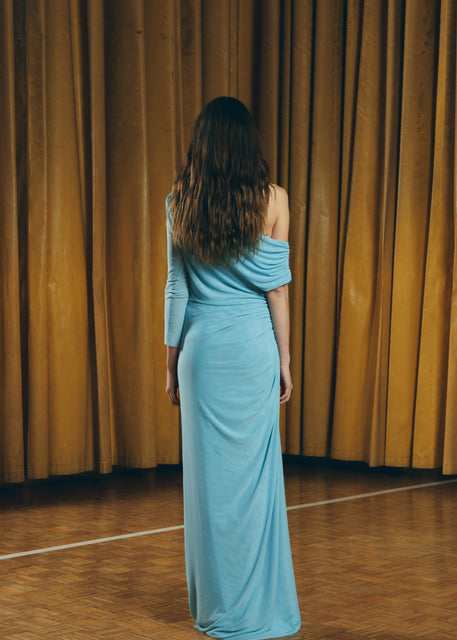 Teresa Helbig VESTIDO TUL DRAPEADO LIGHT BLUE