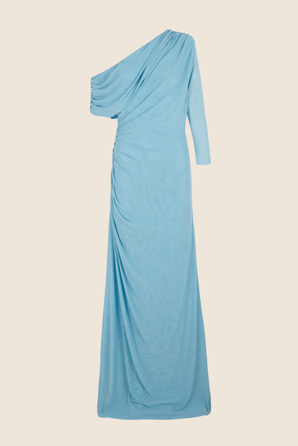 teresa helbig VESTIDO TUL DRAPEADO LIGHT BLUE