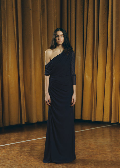 Teresa Helbig VESTIDO TUL DRAPEADO NAVY