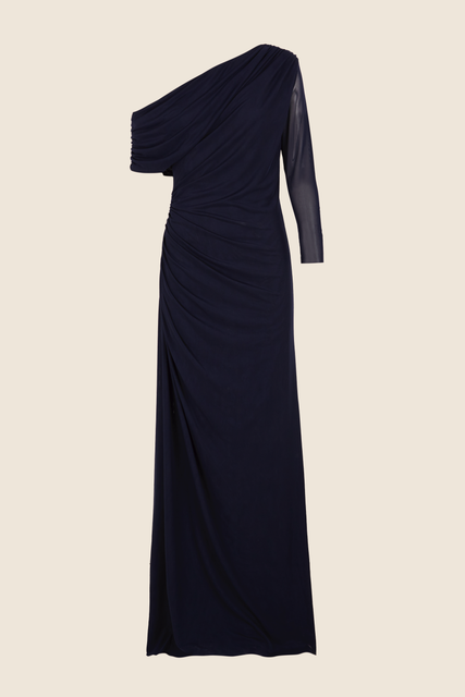 teresa helbig VESTIDO TUL DRAPEADO NAVY