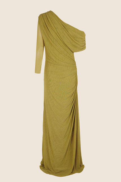 Teresa Helbig VESTIDO TUL DRAPEADO VERDE