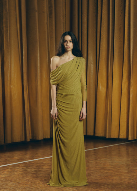 Teresa Helbig VESTIDO TUL DRAPEADO VERDE