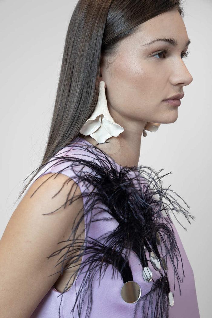 The 2nd Skin Co. Mini Vestido Sin Mangas Con Plumas Y Espejos