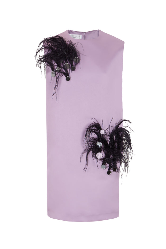 The 2nd Skin Co. Mini Vestido Sin Mangas Con Plumas Y Espejos