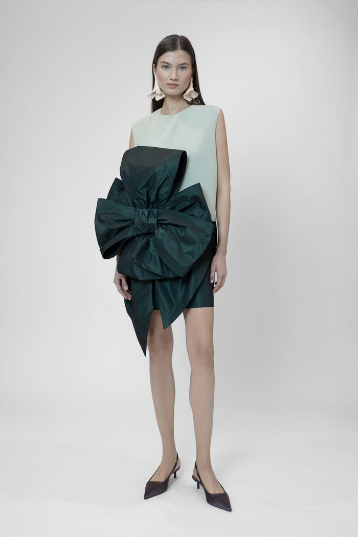 The 2nd Skin Co. Minivestido Sin Mangas Con Escote Cuadrado Y Lazo