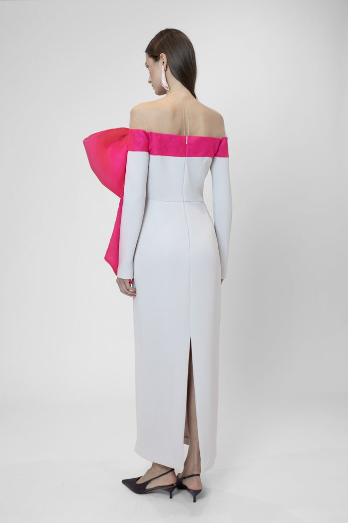 The 2nd Skin Co. Vestido Largo Con Lazo De Organza