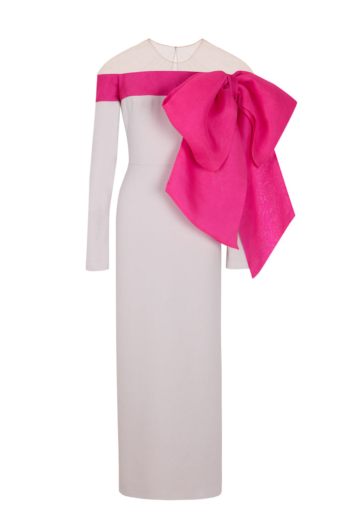 The 2nd Skin Co. Vestido Largo Con Lazo De Organza