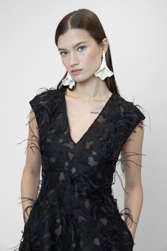 The 2nd Skin Co. Vestido Midi Sin Mangas Con Plumas