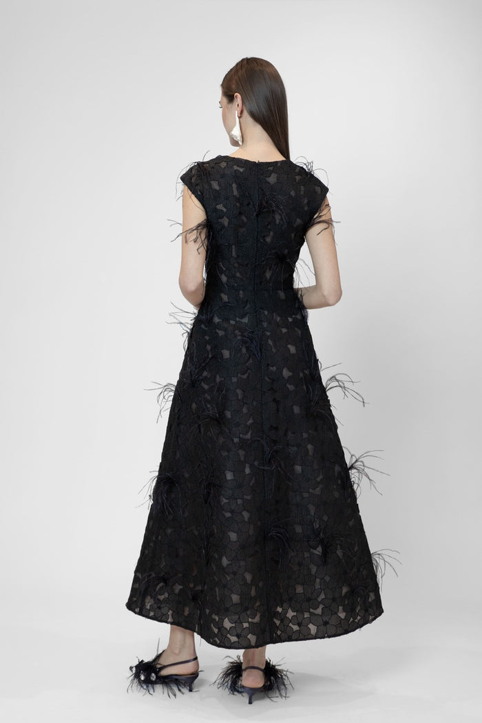 The 2nd Skin Co. Vestido Midi Sin Mangas Con Plumas