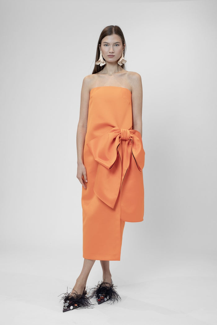 The 2nd Skin Co. Vestido Midi Sin Tirantes Con Lazo