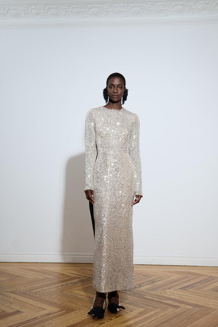 the 2nd skin co. Vestido largo de lentejuelas con lazos