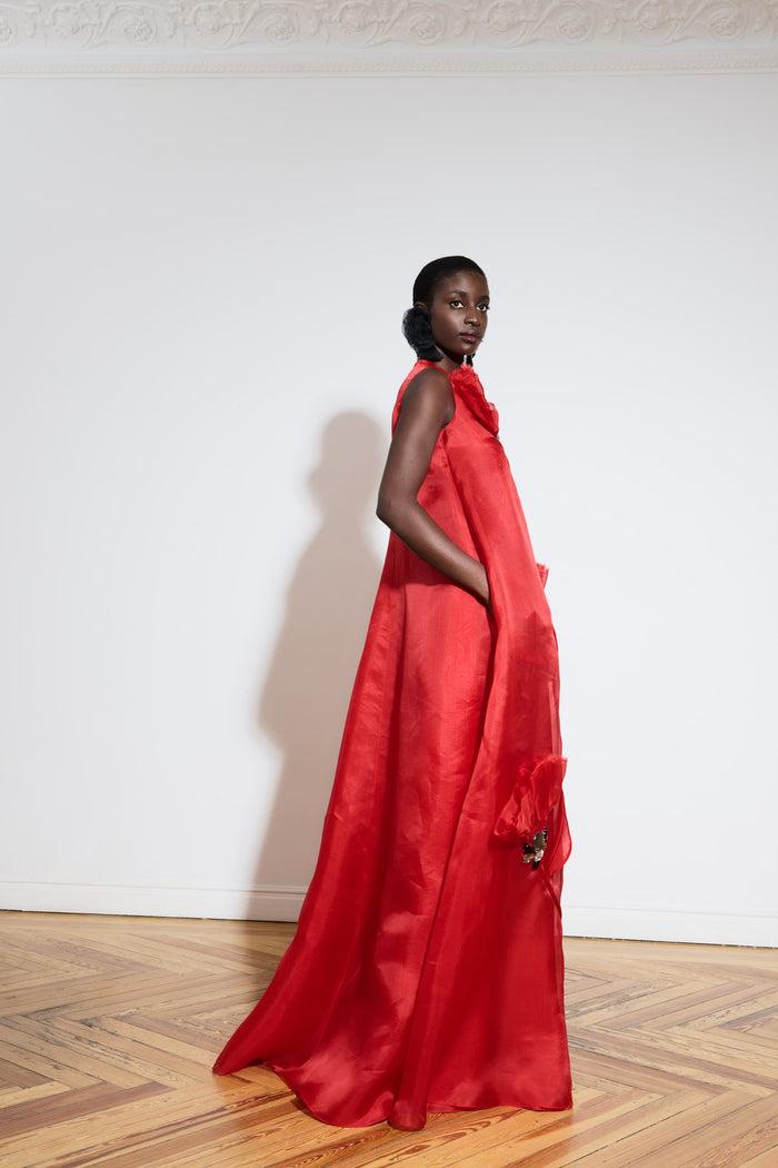 the 2nd Skin Co. Vestido Largo De Organza Con Aplicaciones Florales